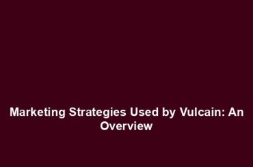 Marketing Strategies Used by Vulcain: An Overview