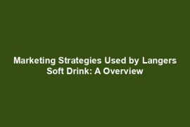 Marketing Strategies Used by Langers Soft Drink: A Overview