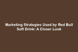 Marketing Strategies Used by Red Bull Soft Drink: A Closer Look