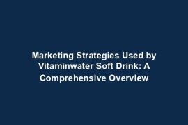 Marketing Strategies Used by Vitaminwater Soft Drink: A Comprehensive Overview