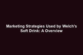 Marketing Strategies Used by Welch's Soft Drink: A Overview