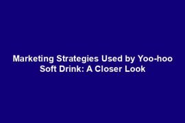 Marketing Strategies Used by Yoo-hoo Soft Drink: A Closer Look